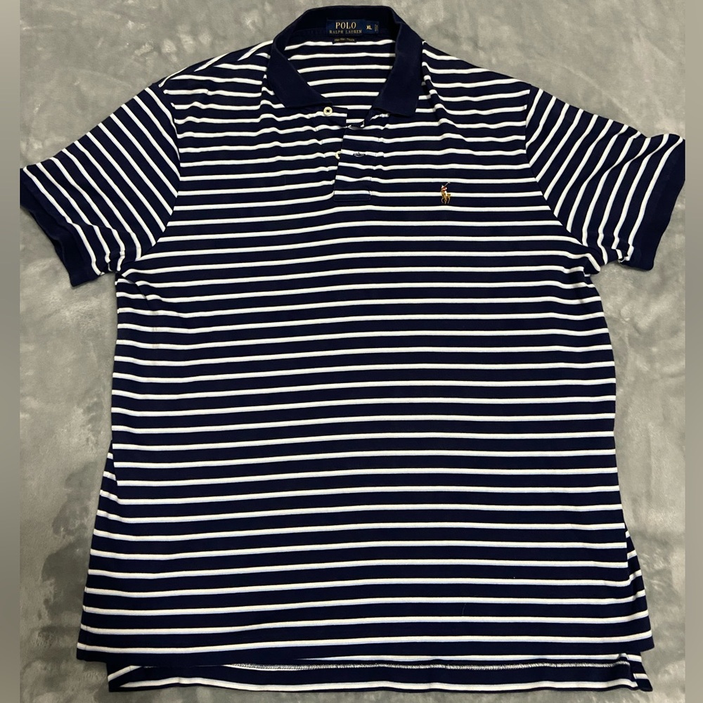 Polo Ralph Lauren Polo Shirt Blue Striped Pima Soft Touch XL